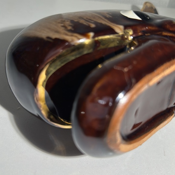 🔸🔺SOLD🔺🔸Vintage MCM Kitschy Redware Brown Drip Glaze Whale Planter - Picture 8 of 8